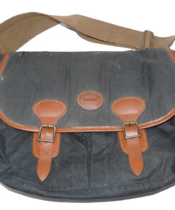 Barbour England wax cotton and leather game fishing bag with liner, mint