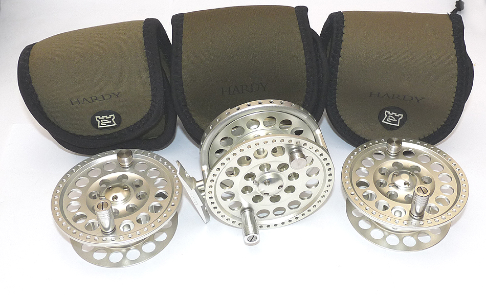 Hardy Angel 2 #7/8 fly reel + 2 spare spools + 3 Hardy cases