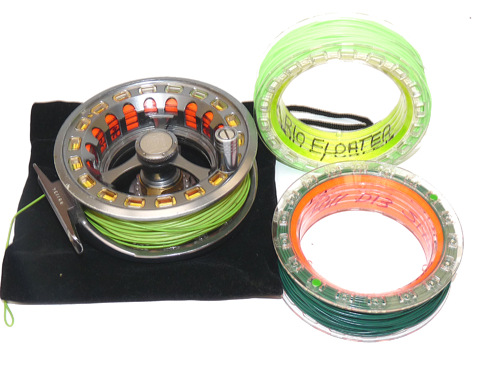 Hardy Ultralite 5000 CLS fly reel, 3 spools and lines