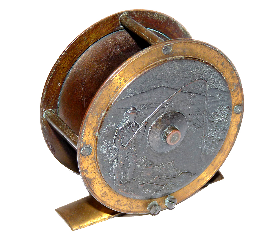 Reuben Heaton Birmingham, antique fishing scene reel, best condition - Image 3