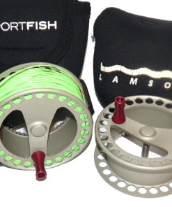 Lamson Waterworks F3.300 fly reel + s/spool + WF6F line + neoprene cases