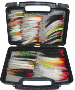80 pike saltwater custom tied flies in composite fly case