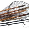 Hardy salmon tailer, vintage bamboo wading staffs, simplex pattern net