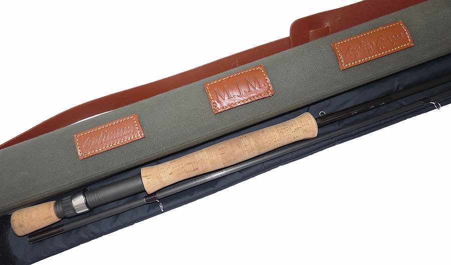 Trevor Morgan Optimum 10' 2 pce carbon fly rod #7 kev Baynes + canvas leather tube