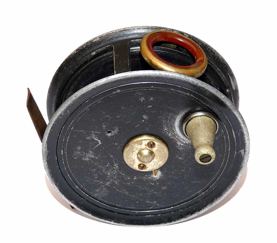 Ogden Smith 3.5" vintage alloy fly reel with red agate guide