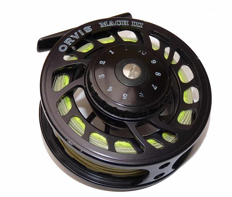 Orvis Mach III alloy trout fly reel, line backing & padded case - Image 4
