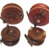 4 Nottingham wood and brass antique starback Scarborough reels for collector