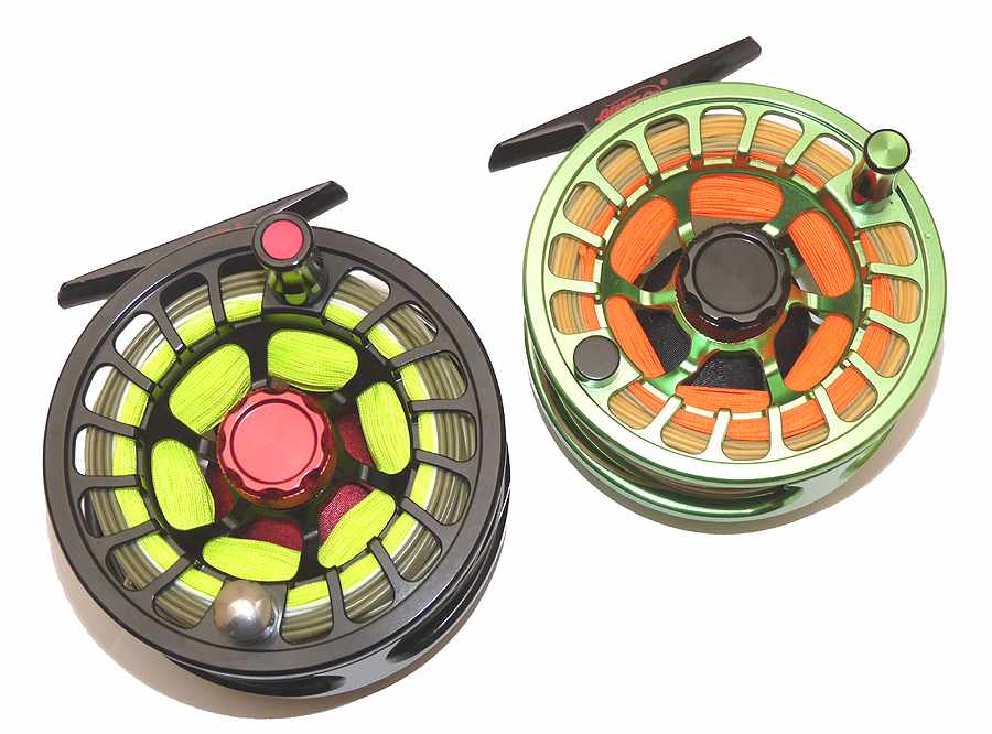 2 Airflo V2 large arbour fly reels, black #6/8 + Green #3/4 with box - Image 4