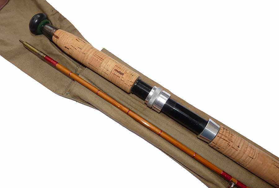 Allcock The Light Caster 7' 2pce split cane spinning rod + bag