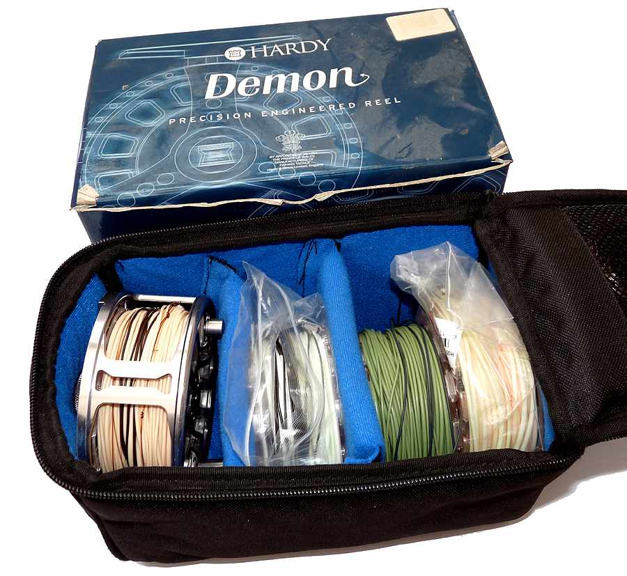 Hardy Demon 9000 large arbour fly reel, 3 spools, 3 lines case and box - Image 4