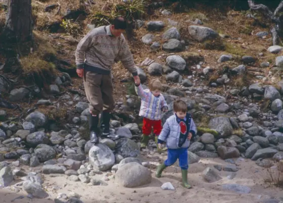 King Charles with William and Harry at the River Dee 