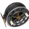 Allcock Aerial 4" centrepin trotting reel, white handles, lead finish
