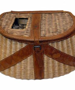 Leather bound antique fly fishers creel best collector cond
