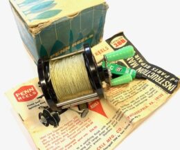 Alternative view of Vintage Penn No. 77 Sea Saltwater Fishing Reel in original box with manual