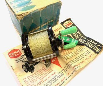 Alternative view of Vintage Penn No. 77 Sea Saltwater Fishing Reel in original box with manual