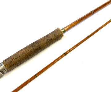 Alternative view of H W Aiken 7' two piece Spinflex 'S' vintage cane spinning rod with bag