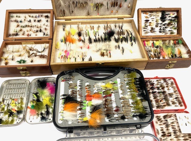 Various boxes / cases of flies, Montana's, nymphs, wet / dry etc