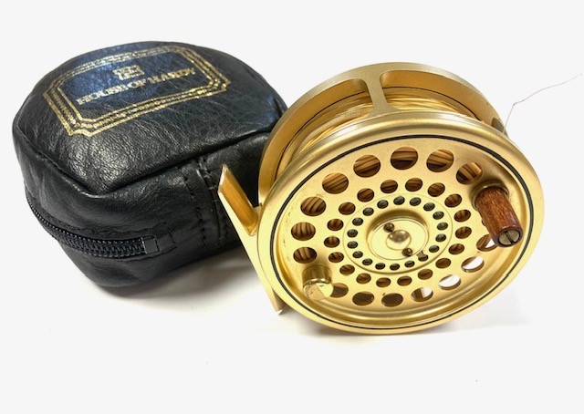 Hardy Sovereign Gold 7/8 salmon fly reel with Hardy wool padded case