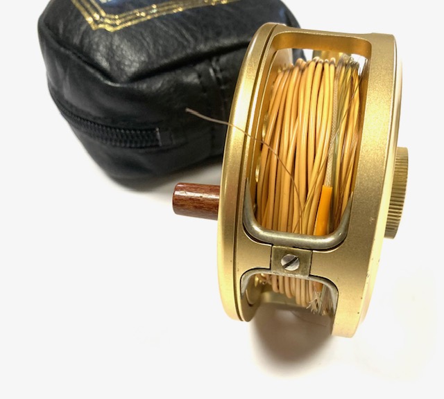 Hardy Sovereign Gold 7/8 salmon fly reel with Hardy wool padded case