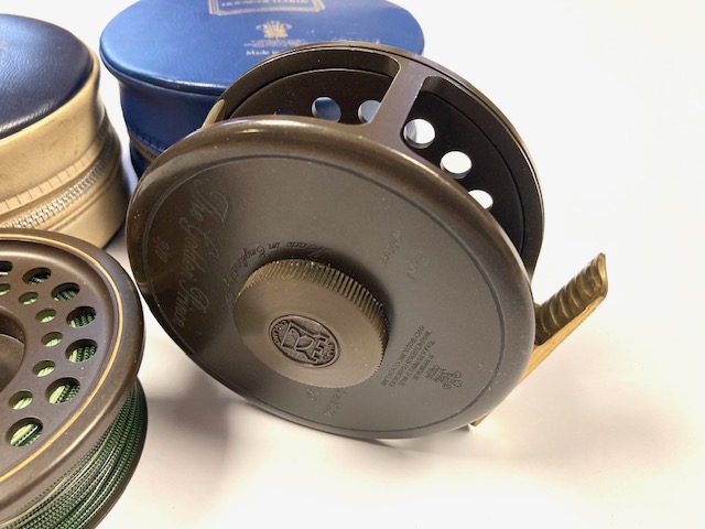 Hardy Golden Prince 9/10 salmon fly reel with s/spool and cases