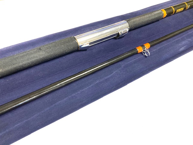 Alternative view of Hardy Victor 12′ two piece vintage glass fibre beach casting rod bass pollack cod tope with bag