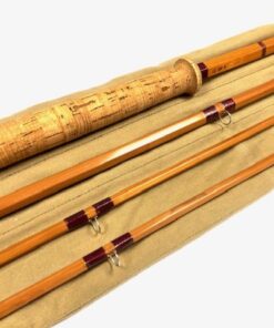 Alternative view of Sharpe’s of Aberdeen Scottie 13’ three piece plus spare tip impregnated cane salmon fly rod line #9 Fine condition