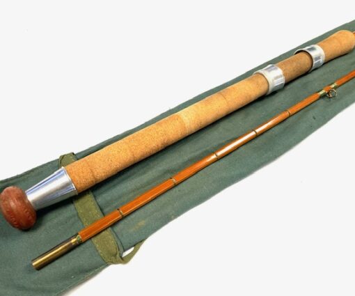 Alternative view of Vintage Elasticane Lea 1 two piece 7' cane spinning rod in green bag