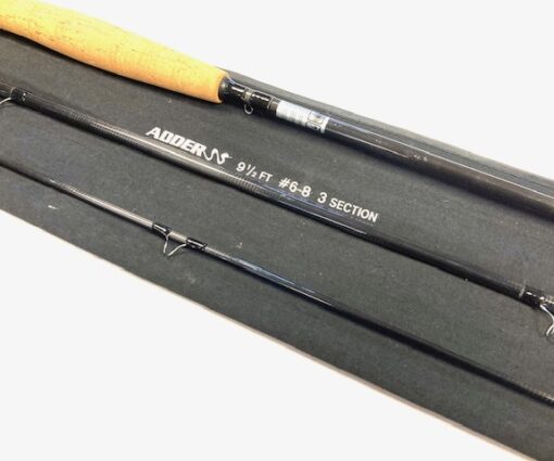 Adder 9' 6" carbon trout fly rod #6-8 three piece with bag mint