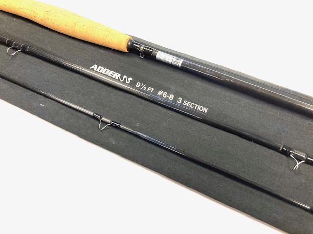 Adder 9' 6" carbon trout fly rod #6-8 three piece with bag mint