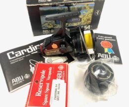Abu Cardinal Sweden 54 fixed spool spinning reel with s/spool, box, instructions, mint, superb!