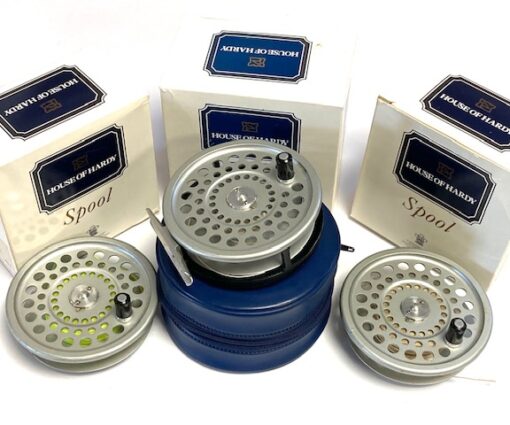 Hardy Marquis Disc #8 alloy fly reel, s/spools + Hardy padded case and boxes