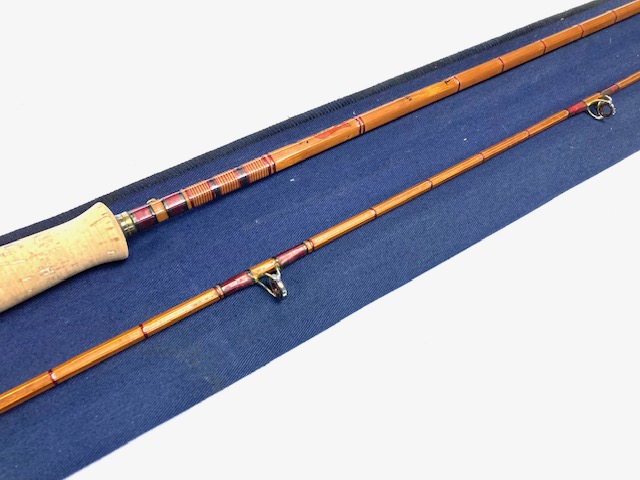 Alternative view of Bernard Sealey 8' Tudor Gem Two Piece Cane Spinning Rod With Reg Agate Guides RARE