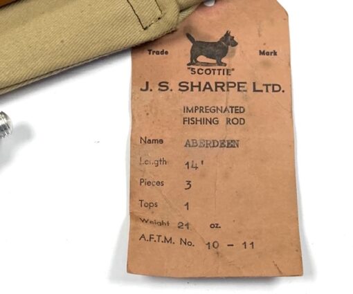 Alternative view of J.S. Sharpes  The Aberdeen 14′ 3 Piece Impregnated Cane Salmon Rod Extension, Bag, Tags - Fine Con