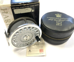 Hardy Marquis No 1 4 1/8″ silent check salmon reel + Hardy padded case
