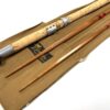 J.S Sharpe of Aberdeen 14’ impregnated split cane salmon fly rod spliced joints & bag