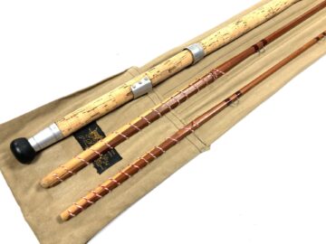 J.S Sharpe Of Aberdeen 14’ Impregnated Split Cane Salmon Fly Rod Spliced Joints & Bag