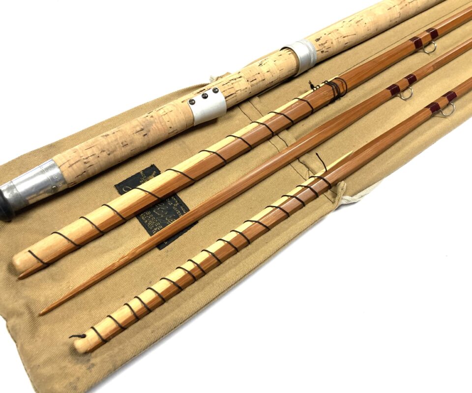 J.S Sharpe Of Aberdeen 14’ Impregnated Split Cane Salmon Fly Rod Spliced Joints & Bag