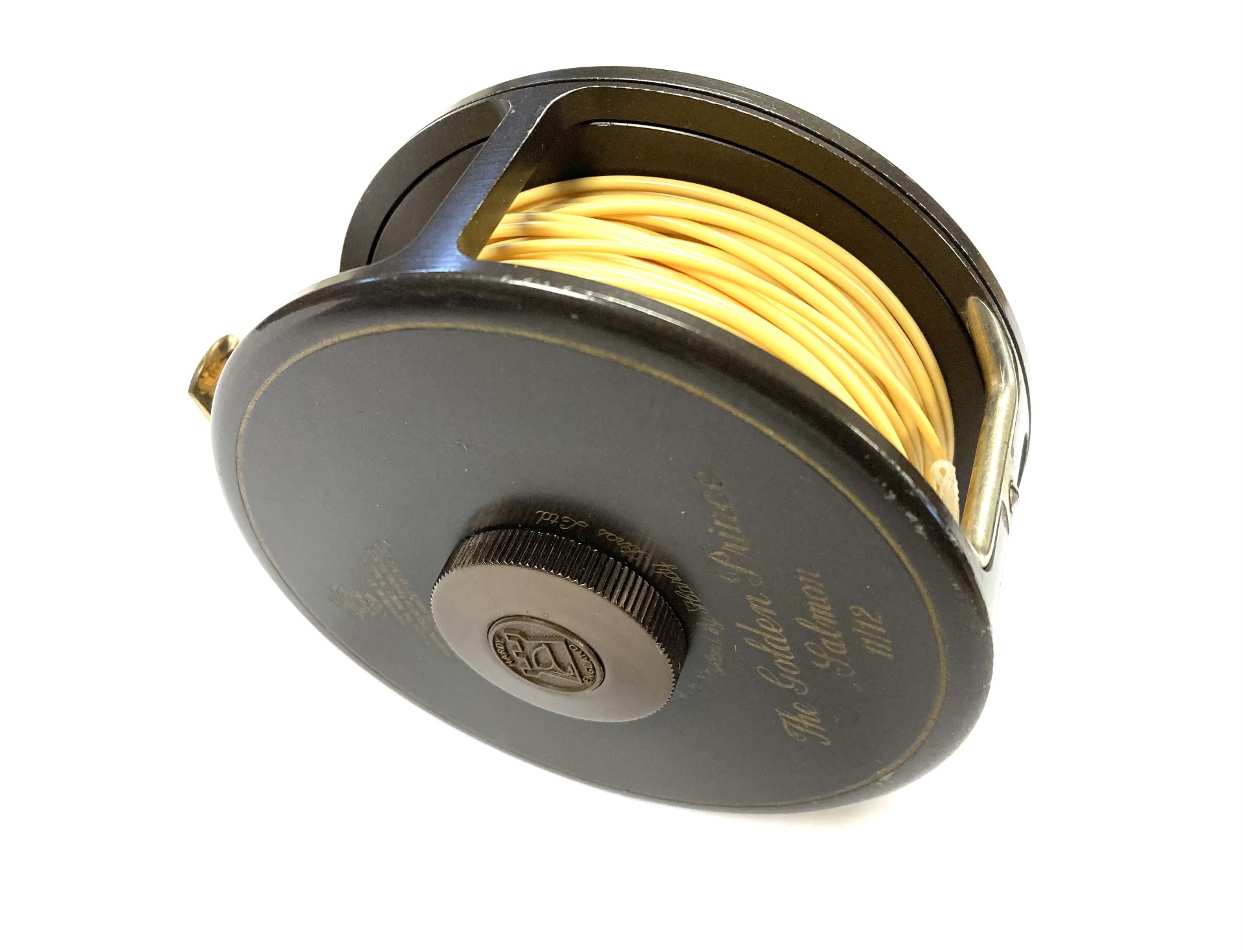 Hardy Golden Prince 11/12 salmon fly reel with spare spool, pouch