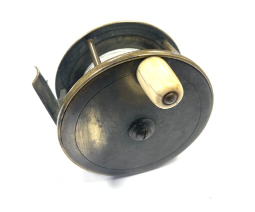 Chas Farlow 4.5″ all brass antique plate wind salmon fly reel c1890
