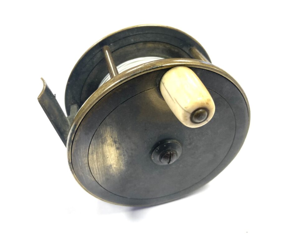 Chas Farlow 4.5″ all brass antique plate wind salmon fly reel c1890