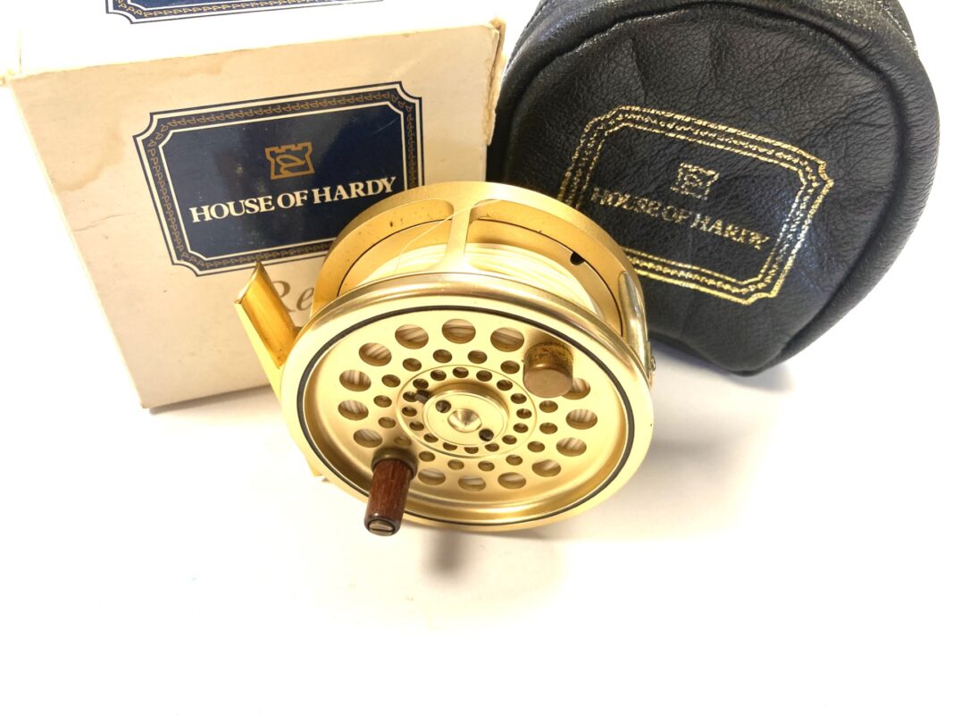 Hardy Gold Sovereign #5/6/7 trout fly reel with padded case and