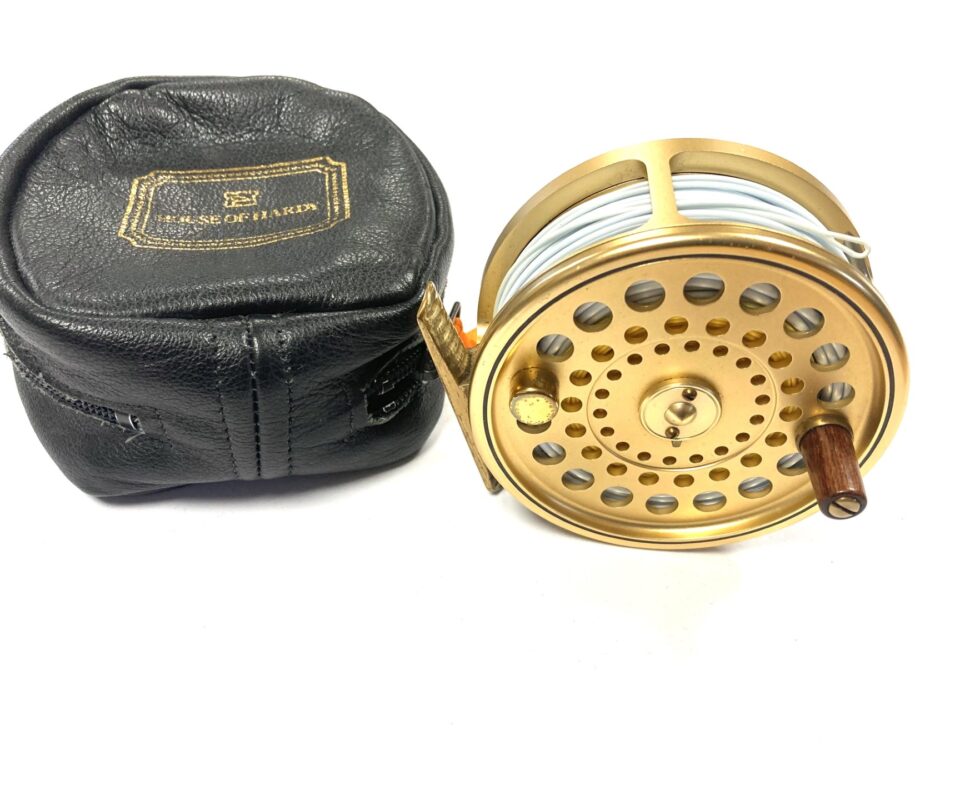 Hardy Gold Sovereign #9/10 trout fly reel with Hardy reel pouch Ltd Ed #322