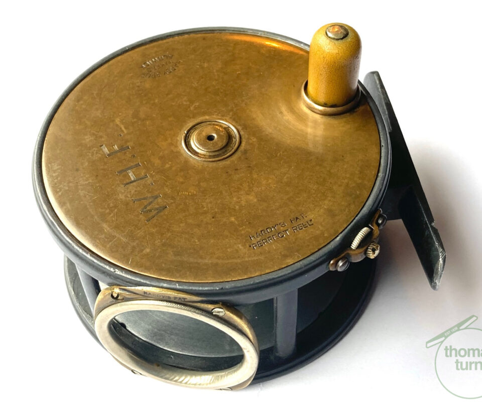 Alternative view of Hardy Perfect Brass Face Salmon Fly Reel 4.25" With Rare 1905 Square Line Guard