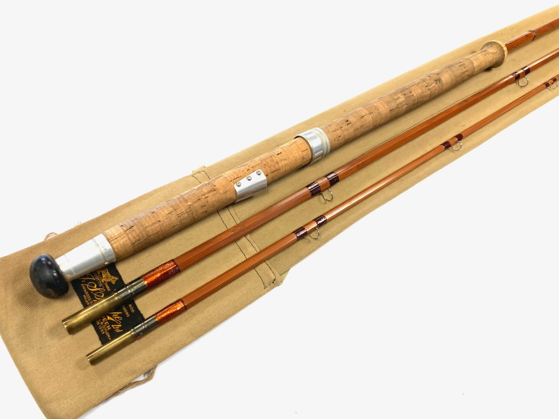 Sharpes Aberdeen 12′ 3 Piece Impregnated Cane Rod #8 With Bag