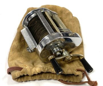 Hardy Elarex vintage bait casting multiplier reel with celluloid splash shield