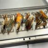 Black Japanned Vintage Fly Reservoir 5 Trays With Loads Of Large / Medium Vintage Salmon Flies