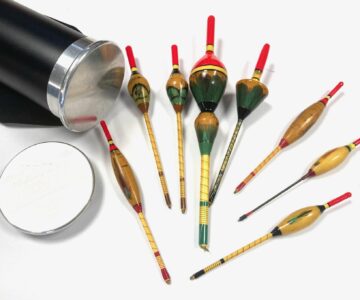 Andrew Field Float Tube With 8 Beautiful Handmade Inlaid Feather Floats