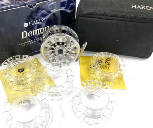 Hardy Demon 5000 fly reel with 4 spare spools & padded case