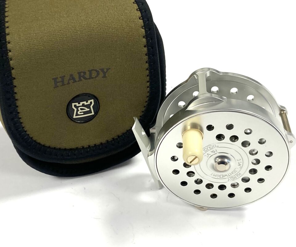 Hardy 3 3/4″ Lightweight Bougle MK VI salmon fly reel with pouch