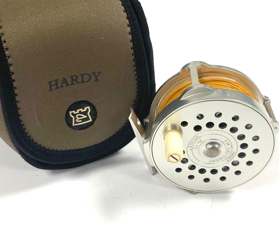 Hardy 3 3/4″ Lightweight Bougle MK VI salmon fly reel with pouch